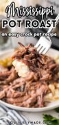 Mississippi Pot Roast Recipe with shredded beef and peppers.