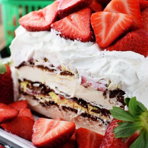 Easy Strawberry Ice Cream Cake Recipe - Play Party Plan