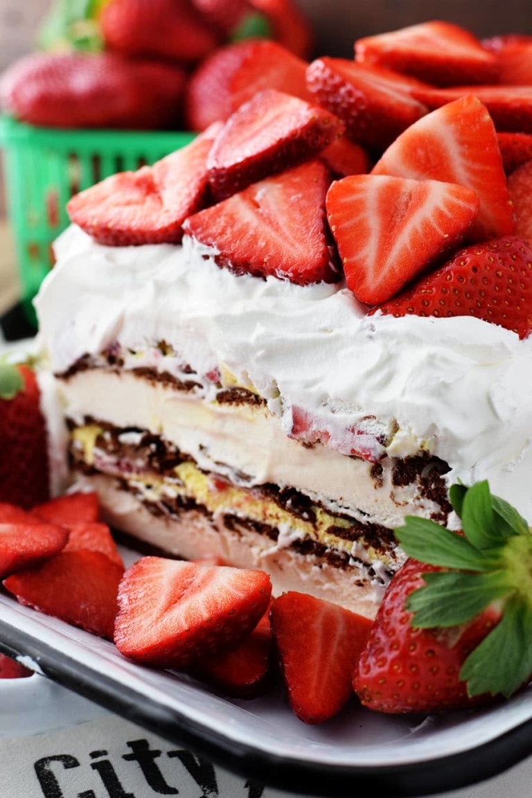 Strawberry Ice Cream Cake - Soulfully Made