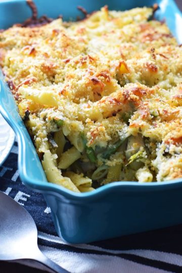 Cheesy Chicken Asparagus Pasta Bake - Soulfully Made