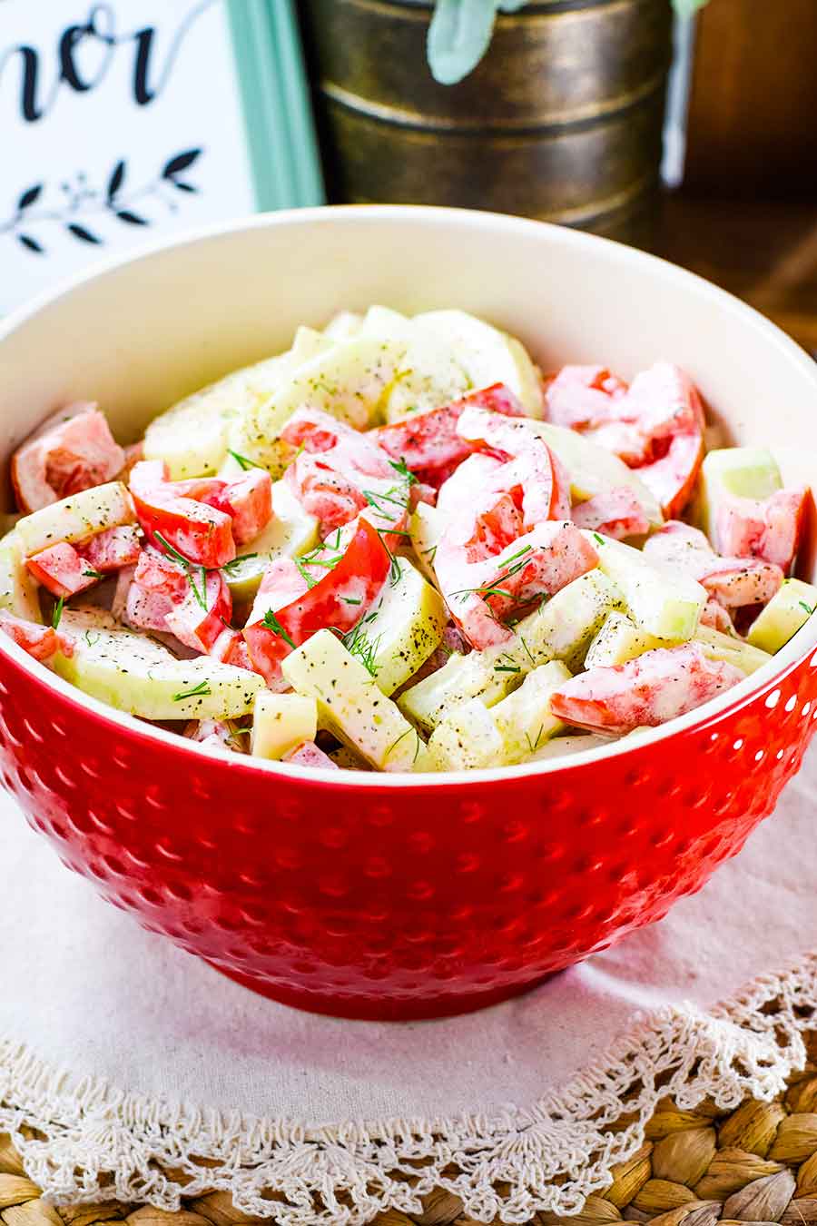Creamy Cucumber and Tomato Salad | Soulfully Made