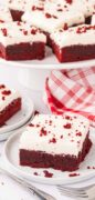 An image only pin of the red velvet brownies recipe.