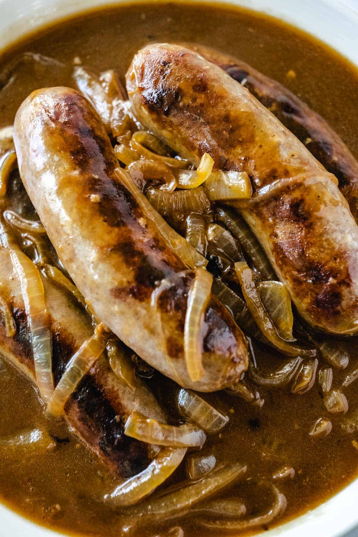 Bangers and mash with onion gravy recipe