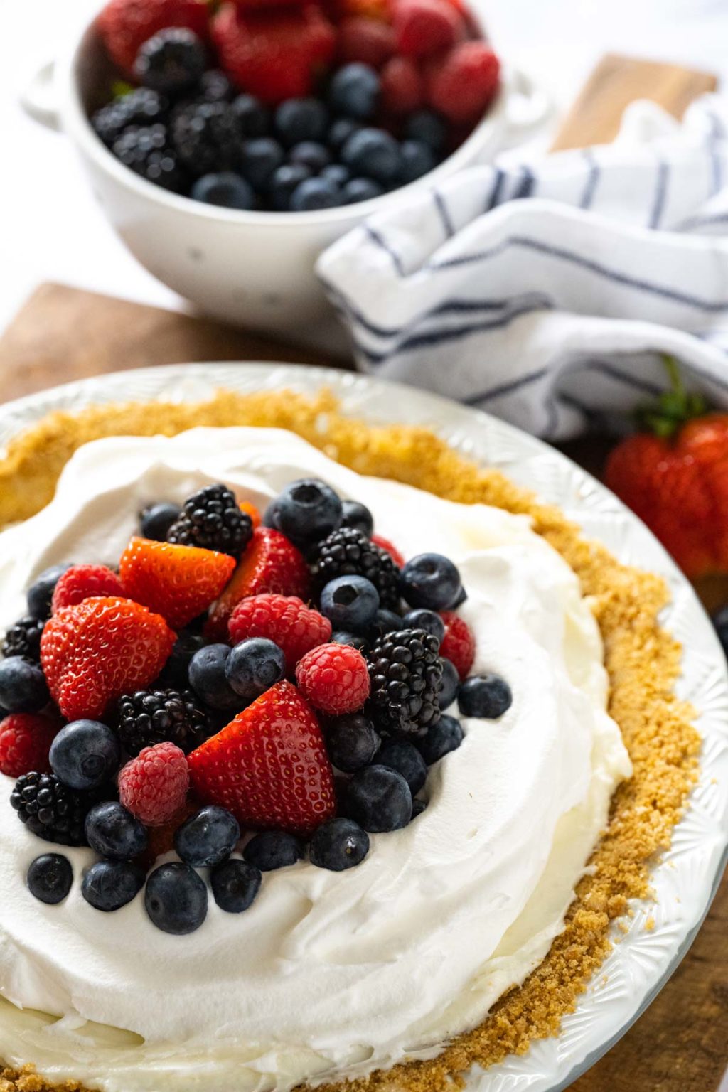 Red White And Blueberry Cream Pie - Soulfully Made