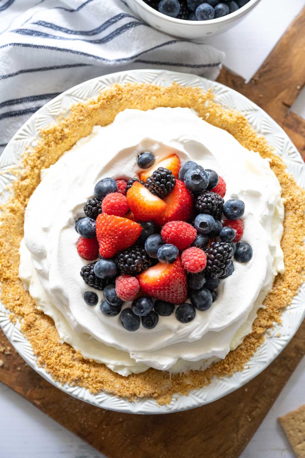 Red White and Blueberry Cream Pie - Soulfully Made