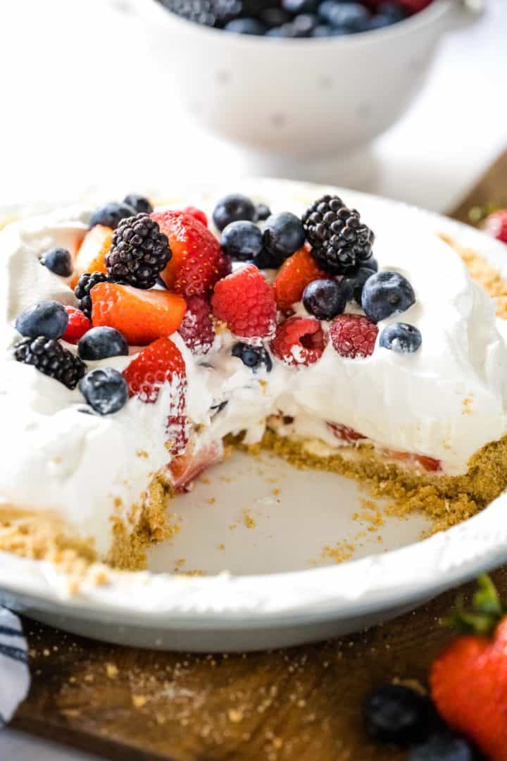 Red White and Blueberry Cream Pie - Soulfully Made