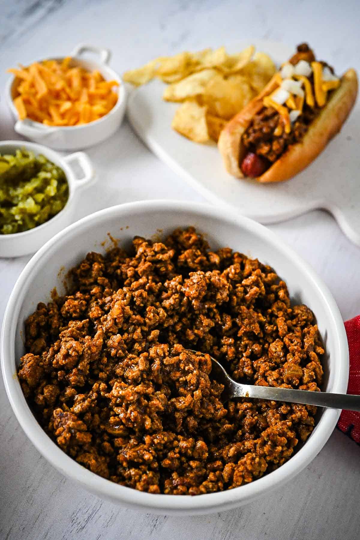 Super Bowl Grub: Ultimate Hot Dog Chili, Recipe