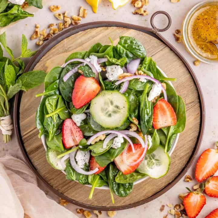 Strawberry Spinach Salad with Lemon Vinaigrette - Soulfully Made