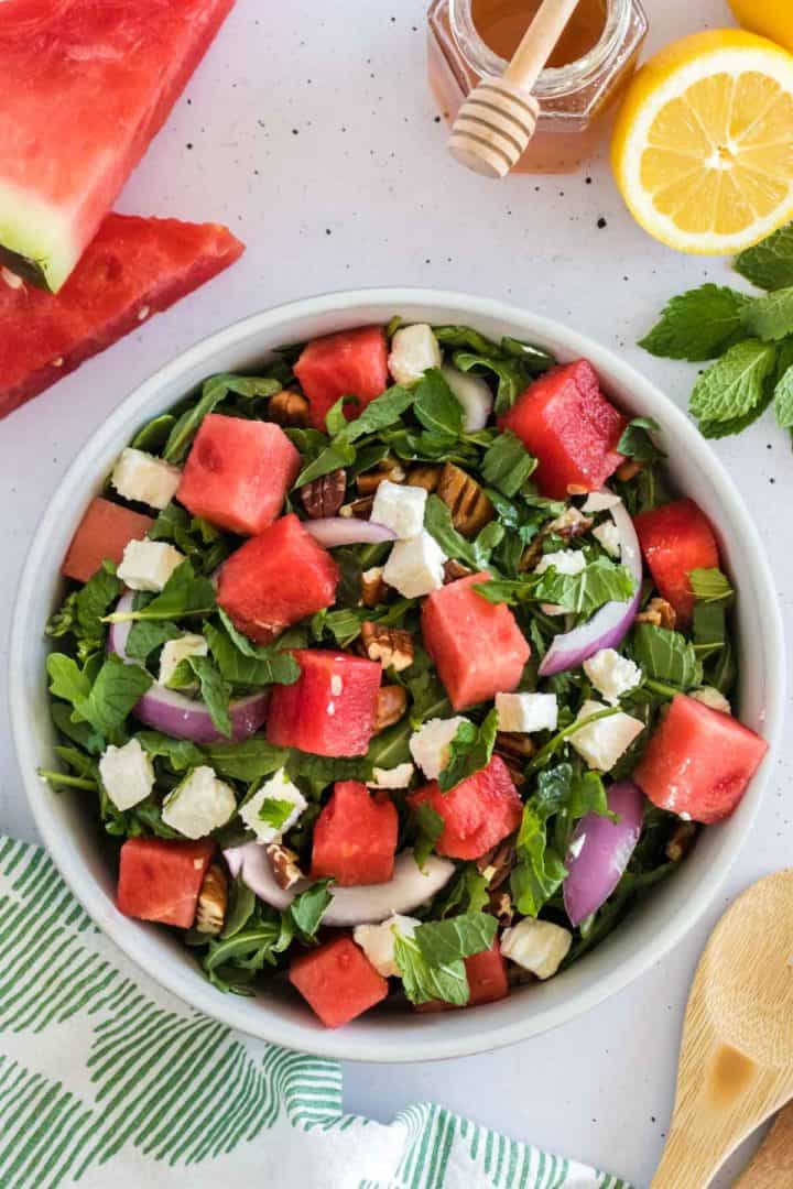 Watermelon Arugula and Feta Salad - Soulfully Made