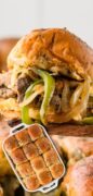 Philly Cheesesteak slider closeup image.