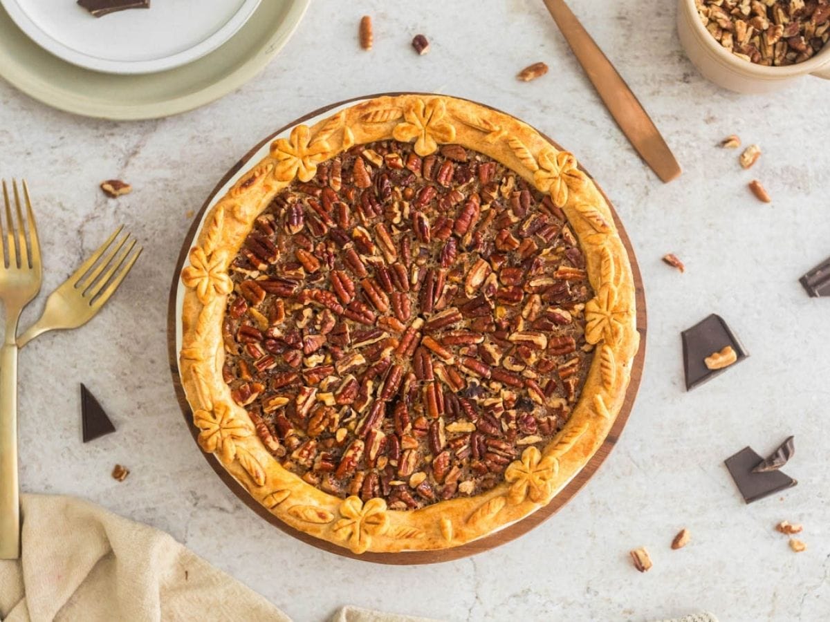 A chocolate pecan pie.