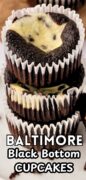 Baltimore best black bottom cupcakes recipe image of a counter full.