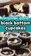 The best black bottom cupcakes recipe image of a counter full.