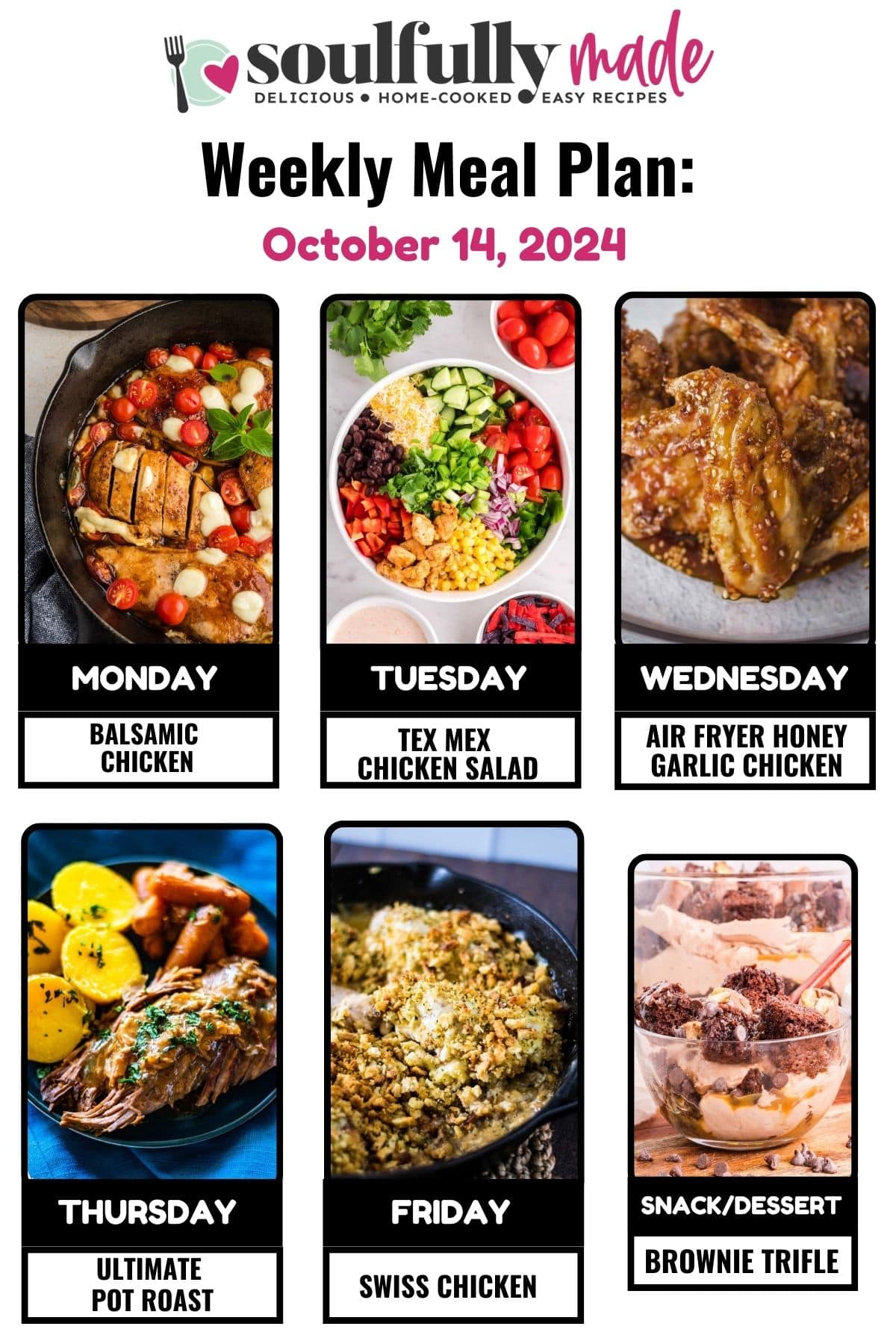 Graphic image for Soulfully Made Weekly Meal Plan for October 14, 2024.