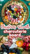 Christmas wreath charcuterie board 2 image collage.