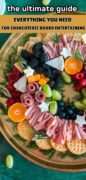 Holiday Charcuterie Board over head shot for filled with meats, cheeses and more.