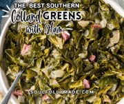 A Pinterest image of southern collard greens.