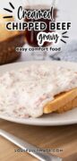 Creamed chipped beef gravy on toast image plated to show this is the ultimate comfort food.