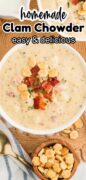 Homemade Clam Chowder is a creamy, hearty soup has been a coastal staple for generations, with tender clams, chunks of potato, and smoky bacon swimming in a rich broth!