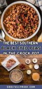 The Best Southern Slow Cooker Black Eyed Peas recipe image of the beans cooking in the pot.