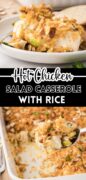 Hot Chicken salad casserole is picture in a 2 image collage.