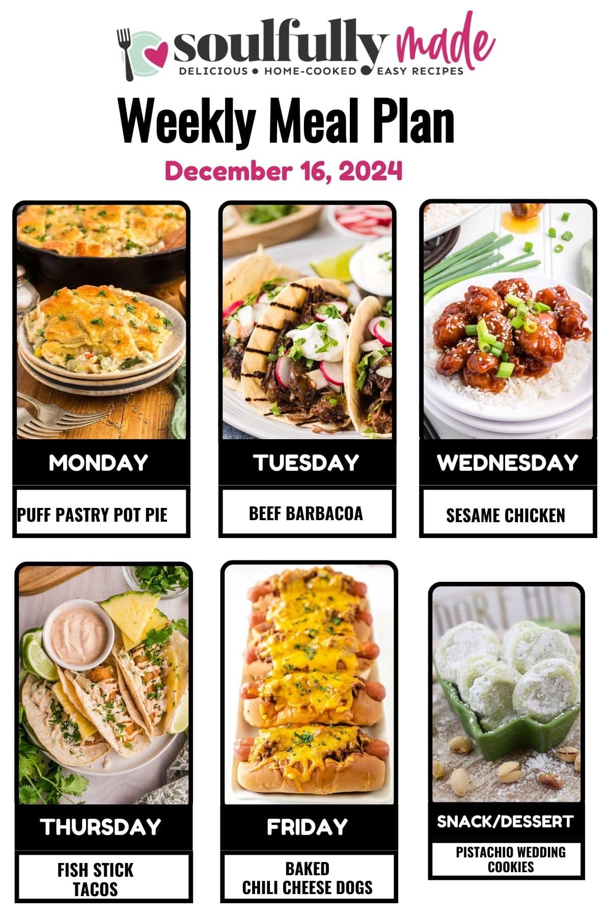 Soulfully made weekly meal plan for December 16, 2024 graphic.