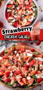 Strawberry Chicken salad is featured in a 2 image collage.