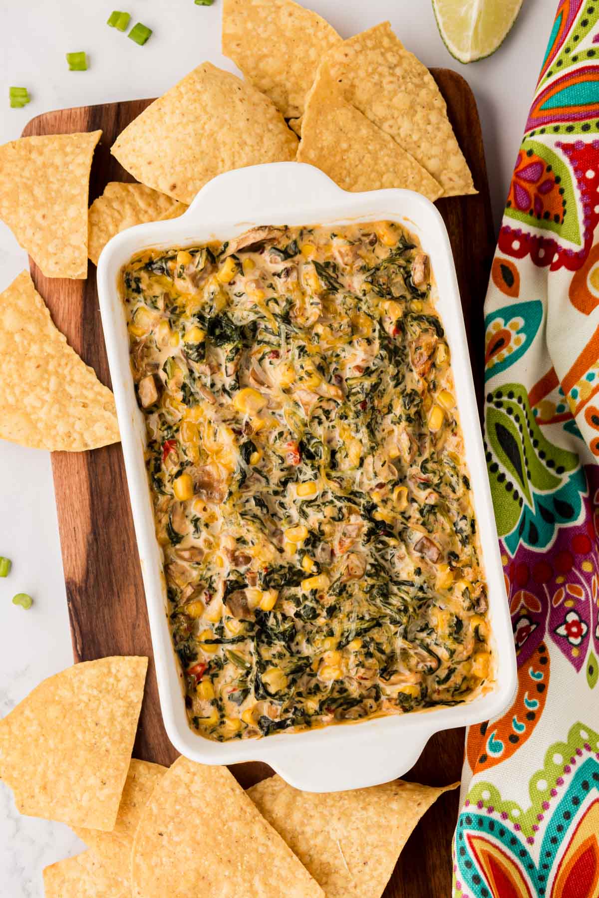 A casserole dish with creamy Mexican spinach.