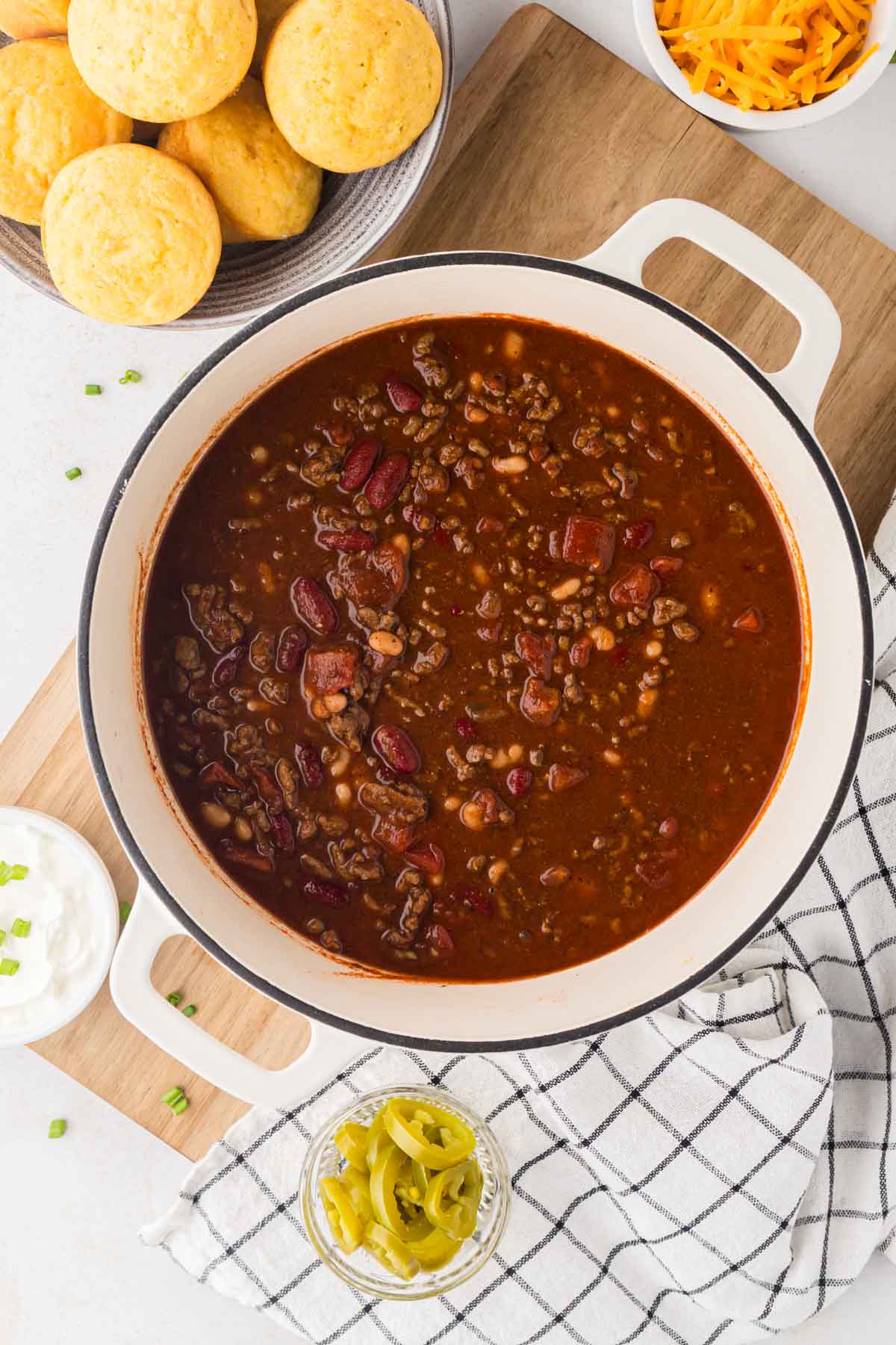 Chili in a white pot.