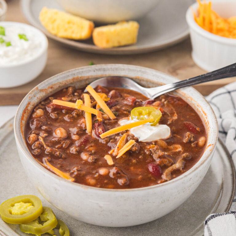 A bowl of bloody Mary chili.