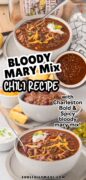 Bloody Mary Mix Chili recipe is featured in this photo collage.