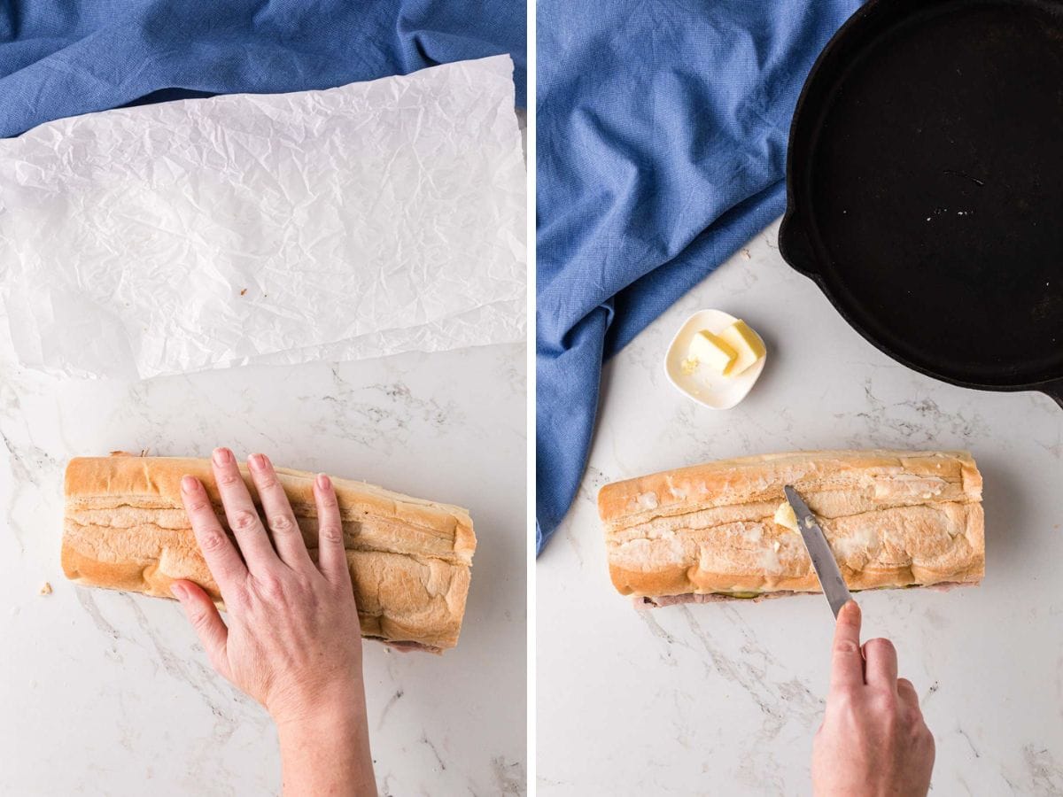 Add butter to top of bread.