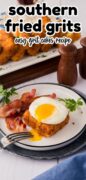 Fried grit cakes, Pinterest image.