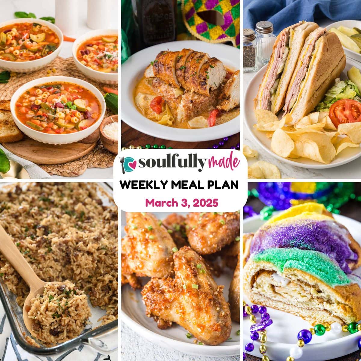 Weekly meal plan image graphic, showing recipes for the week.