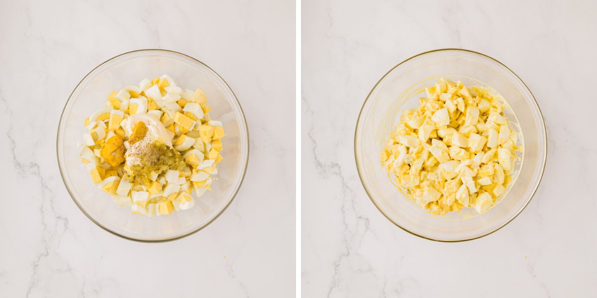 Chopped eggs, ingredients for egg salad.