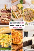 Weekly meal plan March 17, 2025 image showing recipes for the week.