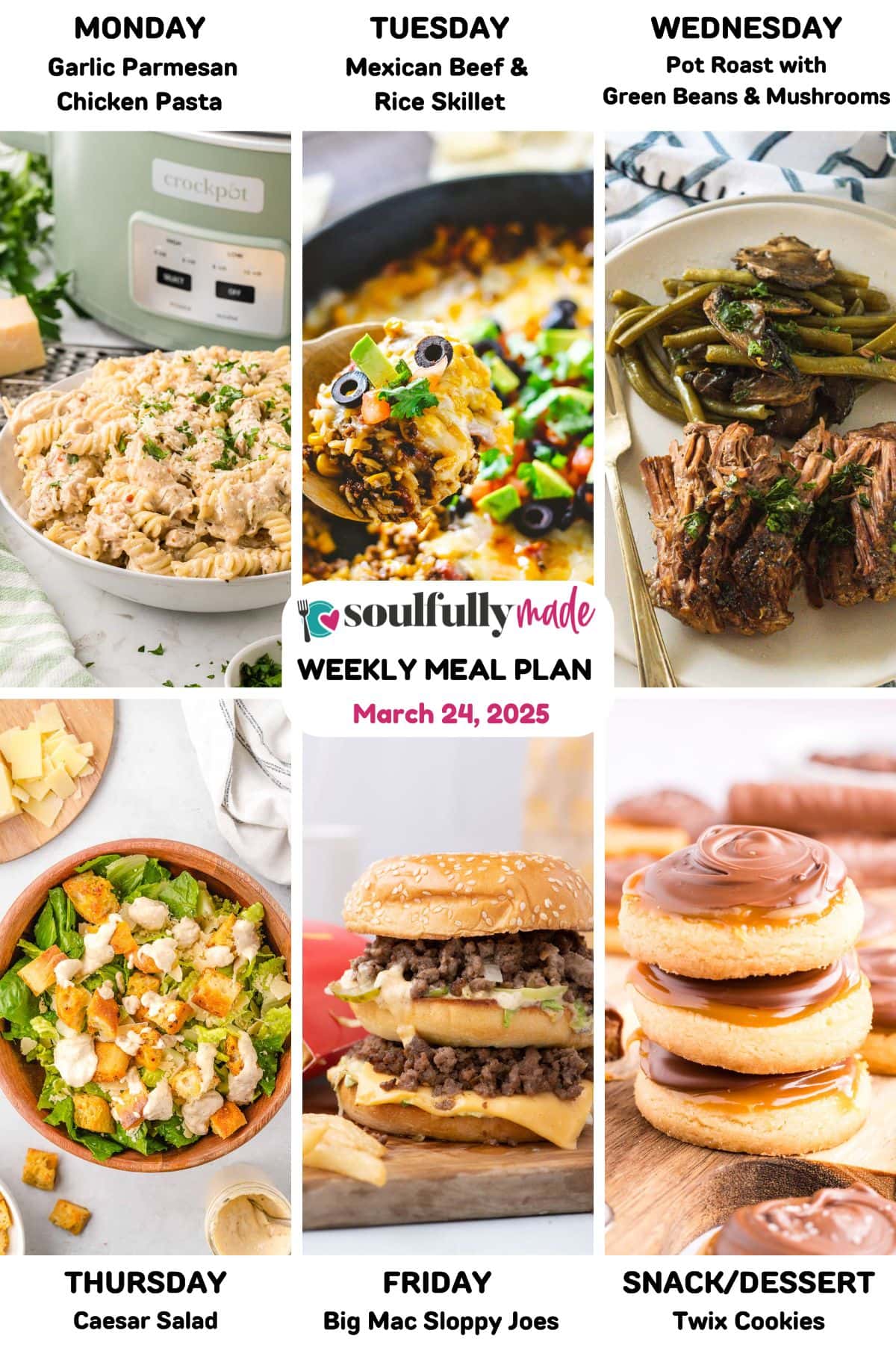 Weekly meal plan image for March 24, 2025.